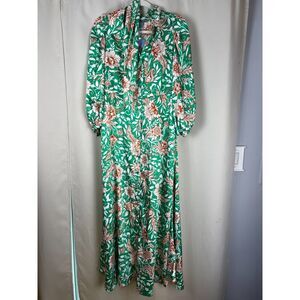 Love x Design Green Floral Maxi Dress Sz M – Retro Puff Sleeve Cottagecore Style